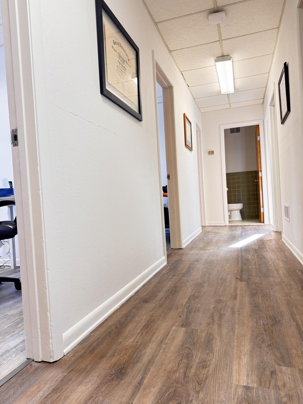 Office hallway and treatment rooms
